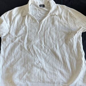 H&M Textured Cream Polo Shirt